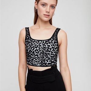 Babaton Sculpt Knit Tank Leopard Print NWOT